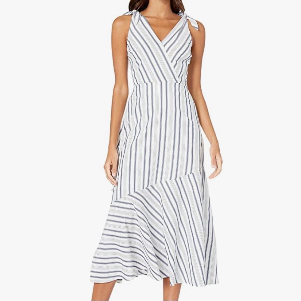 SAM EDELMAN Stripe Shoulder Tie Maxi Dress
